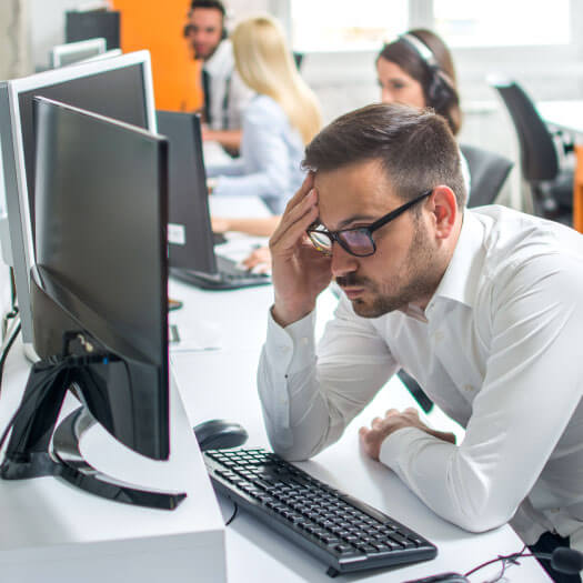 Worried man at computer